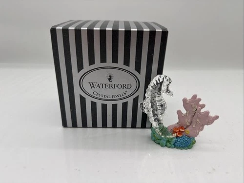 Waterford Crystal Jewels THE SEAHORSE Figurine Treasures Of The Sea Vtg 1997 COA