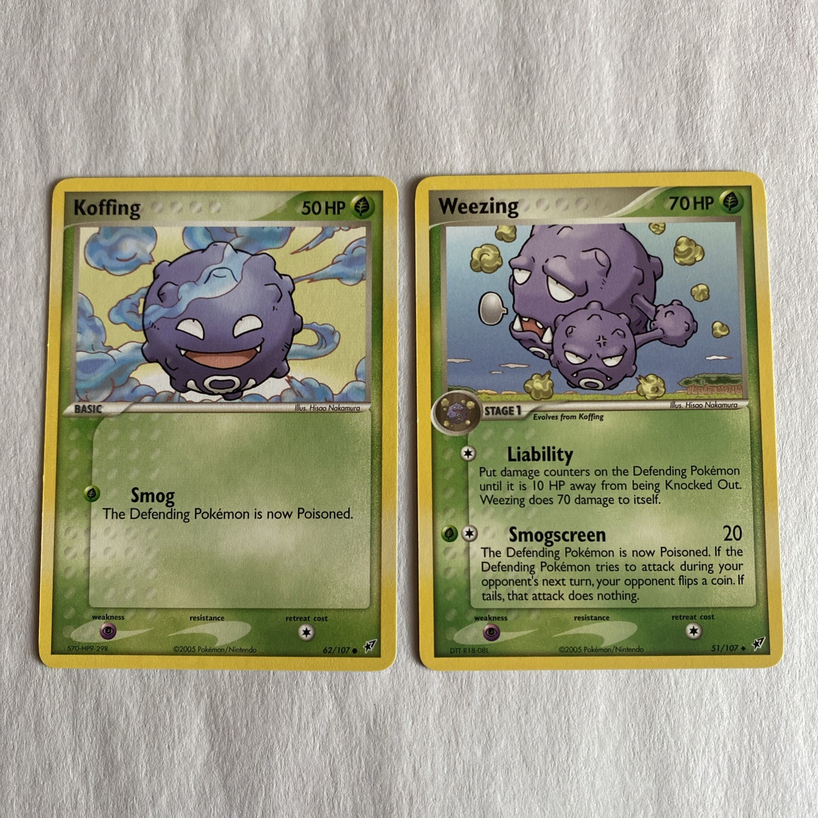 Pokémon TCG Koffing AND Wheezing Evo Cards EX Deoxys  NM 51/107, 62/107 2005