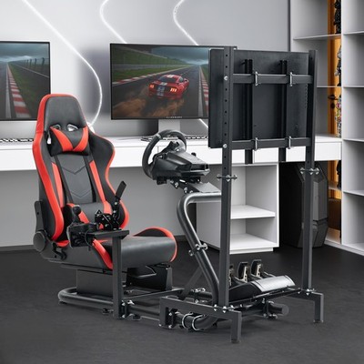 Mokapit Rennsimulator Cockpit mit TV-Ständer und Rotem Sitz für THRUSTMASTER