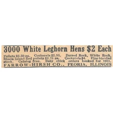 Farrow-Hirsh Co White Leghorn Hens Peoria IL 1920 Ad AG2-S2