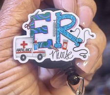 FIRST RESPONDERS, ER NURSE, Ambulance,NURSE,Retractable ID Badge Holder,gift