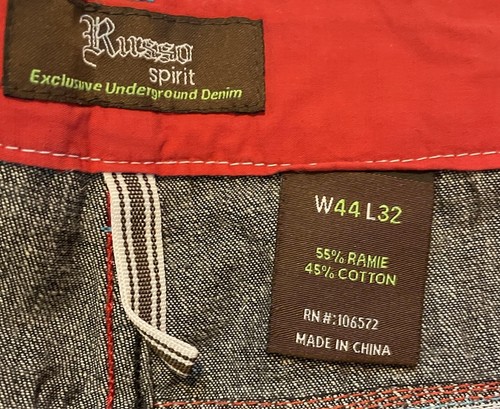 Vintage Y2K Russo Jeans Baggy Embroidered Graphic Cybergoth Grunge Punk Sz 44x32 - Picture 5 of 8