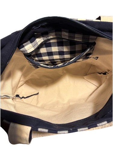 Canvas Tote Bag YRI Designs USGA Navy White Gingham Shoulder Bag Made In USA - Picture 4 of 11
