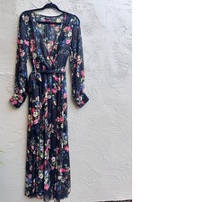 Spy Zone Exchange Womens Black Floral Whimsigoth Boho Fairy Wrap Maxi Dress