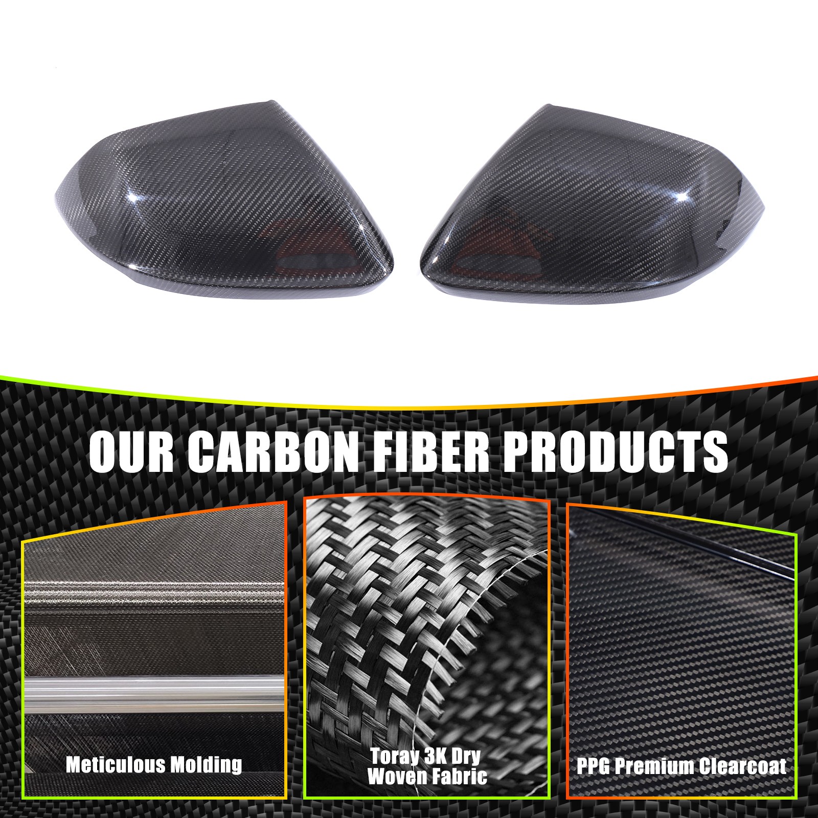 Carbon Fiber Side Wing Mirror Cover +Door Handle Trim For Lamborghini Urus 2018+