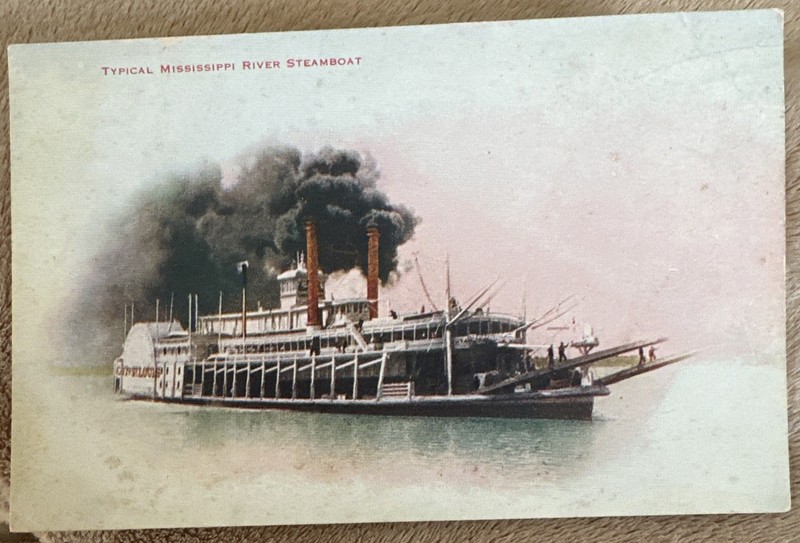 Antique Howard City of St Louis Paddle Wheel Steamer Mississippi River Unsent PC