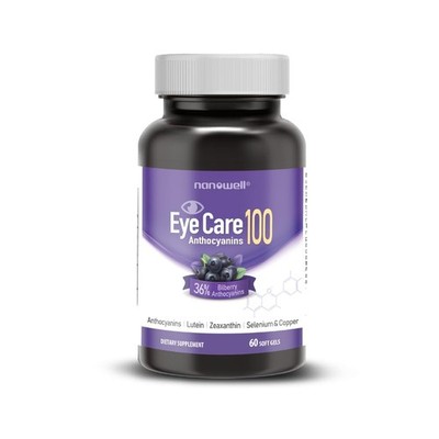 NANOWELL EyeCare Anthocyanins 100 - Eye Health Supplement with Bilberry, Zeax...