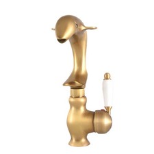 Antique Brass Animal Dolphin Shape Bathroom Kitchen Bar Faucet Mixer Tap san326