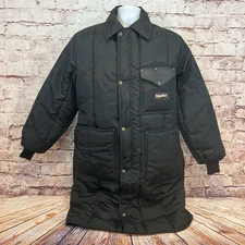 RefrigiWear Black Iron Tuff Knee Length Zip Snap Inspector Jacket Size Medium