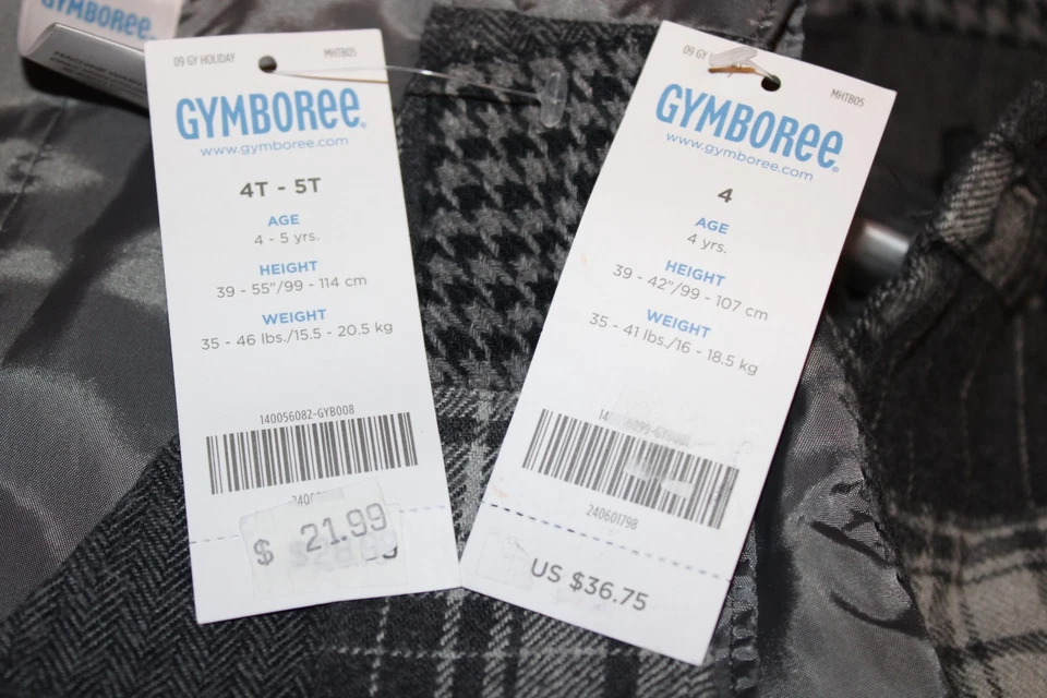 Pantalones y Chaleco GYMBOREE Niño Talla 4 Pata de Gallo Gris Pata de Gallo Cintura Ajustable NUEVO Foto 2 de 4