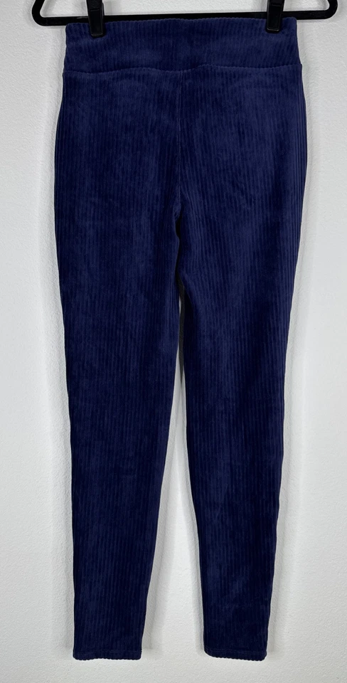 Denim & Co Regular Smooth Waist Knit Cord Leggings Size XXS Navy Blue NEW - Image 4 of 4