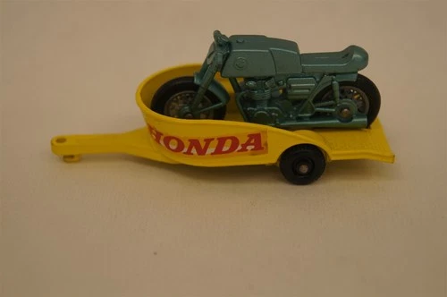 MATCHBOX LESNEY #38 Honda Motorcycle Trailer Yellow 1960s ENGLAND