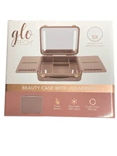 Glo Tech Beauty Case with LED Magnifying Mirror in Rose Gold New Open Box