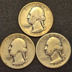 Lot of 3 Washington silver quarters.1934 1935 1936