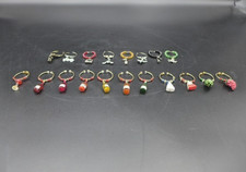 Lot of 19 Vintage Wine Glass Charms Novelty Drink Markers Wine Cheese Sports