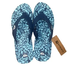 Quiksilver Foundation Men’s Sandals Flip Flops Floral Blue Sz 11