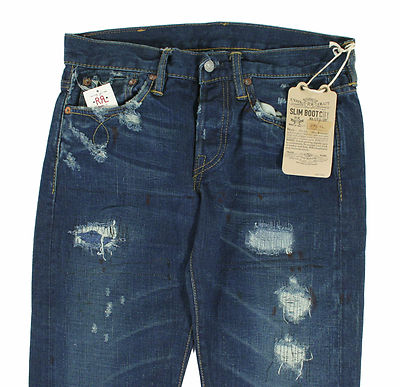 Women's Ralph Lauren RRL Slim Bootcut Distressed Selvedge Jeans 29