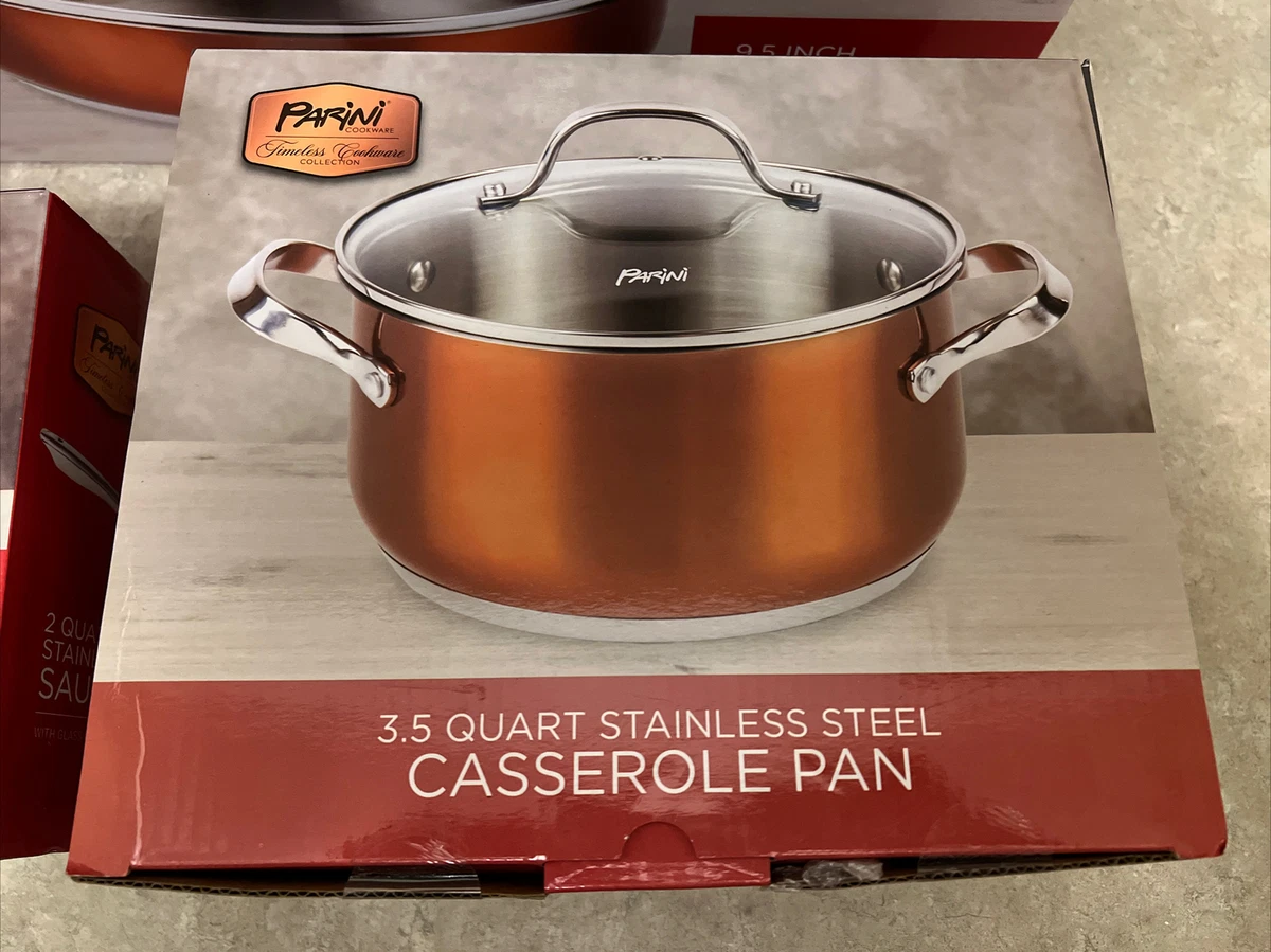 Parini Cookware 3.5 Quart Stainless Steel Casserole Pan