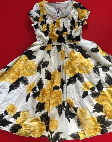Pinup Damenbekleidung gelb Rose Evelyn SELTEN L neu mit Etikett Deadly Dames Kleid Made in USA - Bild 8 von 24