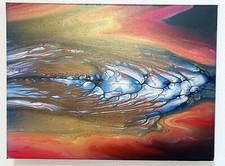 ORIGINAL Acrylbild Leinwand 30×40cm Fluid Painting Acrylic Pouring Abstrakt 