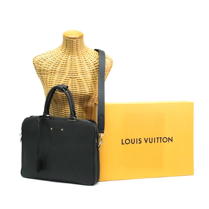 LOUIS VUITTON Armand Briefcase MM Taurillon leather M52702 Anthracite Gray