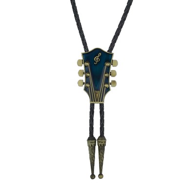 Vintage Mens BOLO Tie Country Guitar Necklace Wedding Alloy PU Western Cowboy