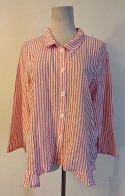 Habitat clothes to live in sz S Shirt pink & white stripes buttons top ls 3197