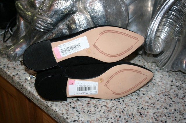 black ankle tie flats