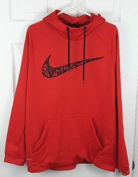 Mens Nike Red Therma-fit Camo Swoosh Pullover Hoodie