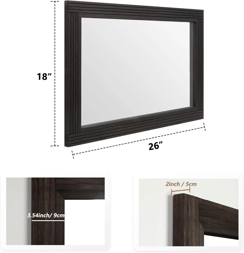 Hand-Made Wooden Spliced Wall Mirror for Bathroom, Rustic Farmhouse Vanity Mirro - Image 3 of 4