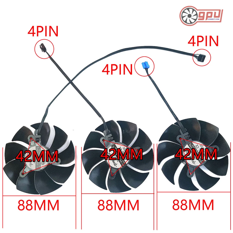 EVGA RTX 3060 3070 3080 3090 / Ti FTW3 - Replacement Graphics Card Fan Full Set - Image 2 of 2