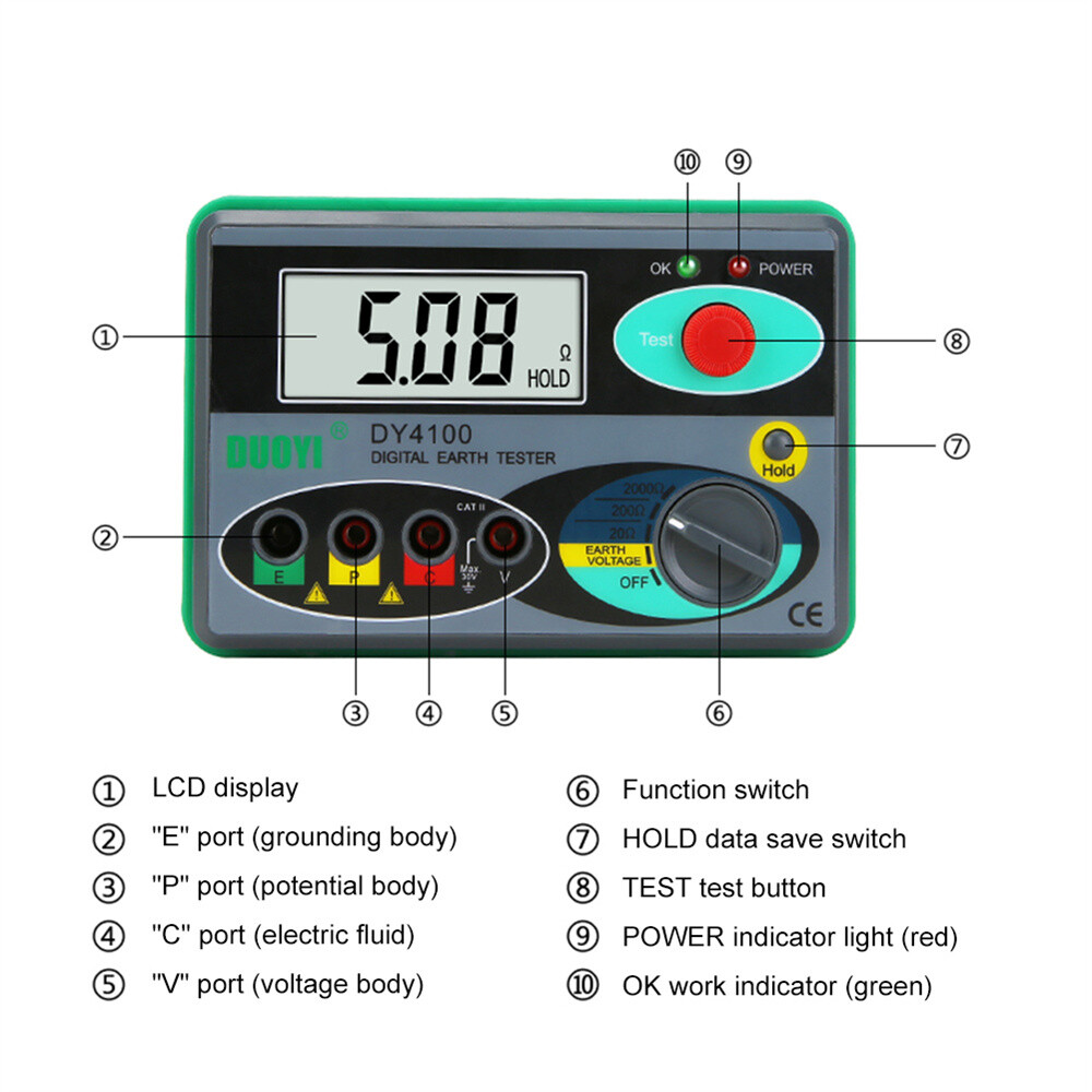 Medidor De Resistencia De Tierra Extech Kit Digital Earth Resistance ...