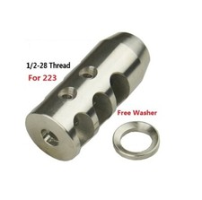 Stainless Steel AISI-304 1/2X28 TPI Competition Muzzle Brake With Crush Washer