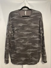 Athleta Studio To Street Crewneck Sweatshirt Womens Medium Washed Gray Camo