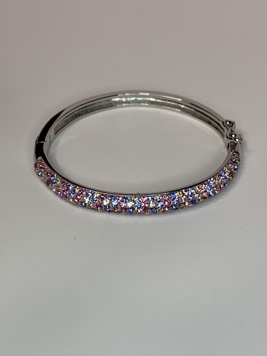 Bracciale Bambino Bambino Pavimentazione Cristallo Placca Argento Rosa Blu Giallo Jr Gioielli Nuovo con scatola 5 - Foto 6 di 24