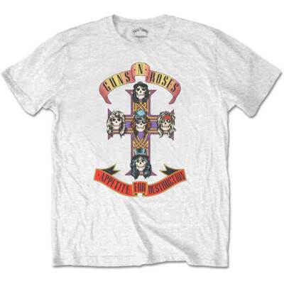 Guns And Roses - Appetite For Destruction White T-Shirt - Official Band Merch