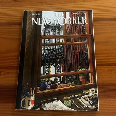 New Yorker Magazine November 25, 2024: ''Desk With A View;'' Manhattan  Bridge NEW