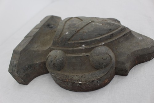 Antique Carved Stone Architectural Corbel Plaque Shield Shape Mantle Keystone - Picture 4 of 9