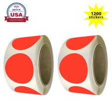 Color Coded Stickers 2" 50mm Neon Red Round Dot craft Labels 2 Roll 1200-Pack