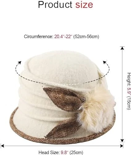 Sombrero cubo de fieltro vintage de lana floral para mujer Sombreros de invierno Foto 4 de 4