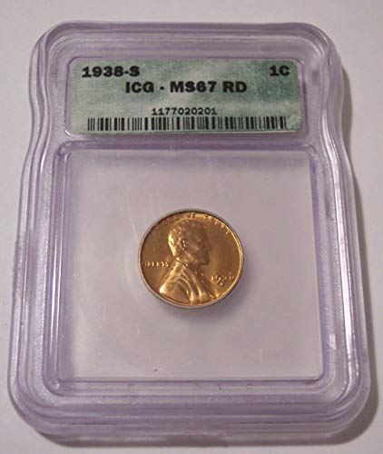 1938 S Lincoln Wheat Cent MS67 RED ICG - Picture 1 of 4