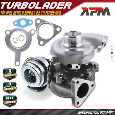 Turbolader für Opel Astra G F08 F67 T98 F07 F69 Zafira A F75 2.2 DTi 717625-0001