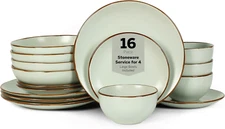 Brasa Modern Stoneware 16 Piece Dinnerware Sets, Plates and Bowls Sets, Dish Set