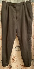 Chaps Trousers, by Ralph Lauren, Polyester, Pleated, and Cuffed 38 x 32, Mens