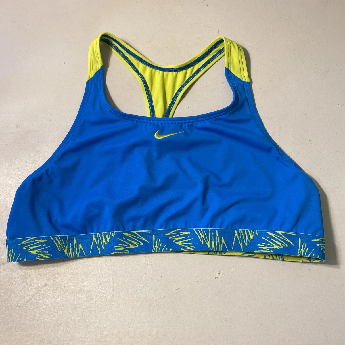 Nike Girls Blue Yellow Razorback Swim Bikini Top Sports Bra XL