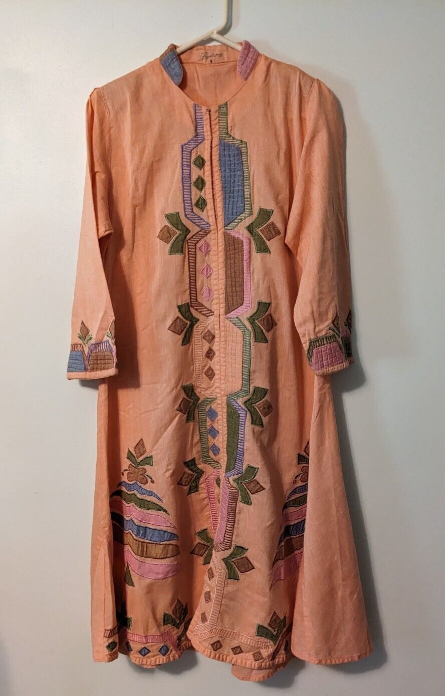 Vintage India Kaftan Applique Quilted Dress - image 1