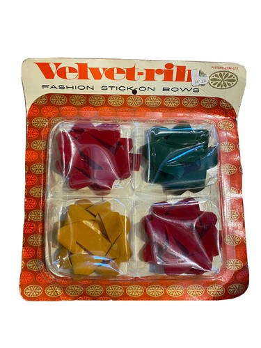 Vintage Velvet-Rib Fashion Stick-On Bows Holiday Christmas Present 4 Pack New - Picture 3 of 7