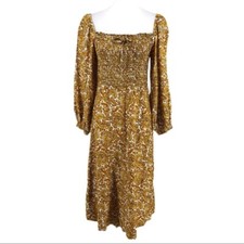 Women's Orange Faithfull The Brand La Medina Paisley Print Midi Dress sz 8