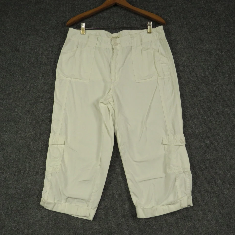 Living Planet Pants Womens 12 White Mid Rise Straight Leg Capri Pants - Image 2 of 4