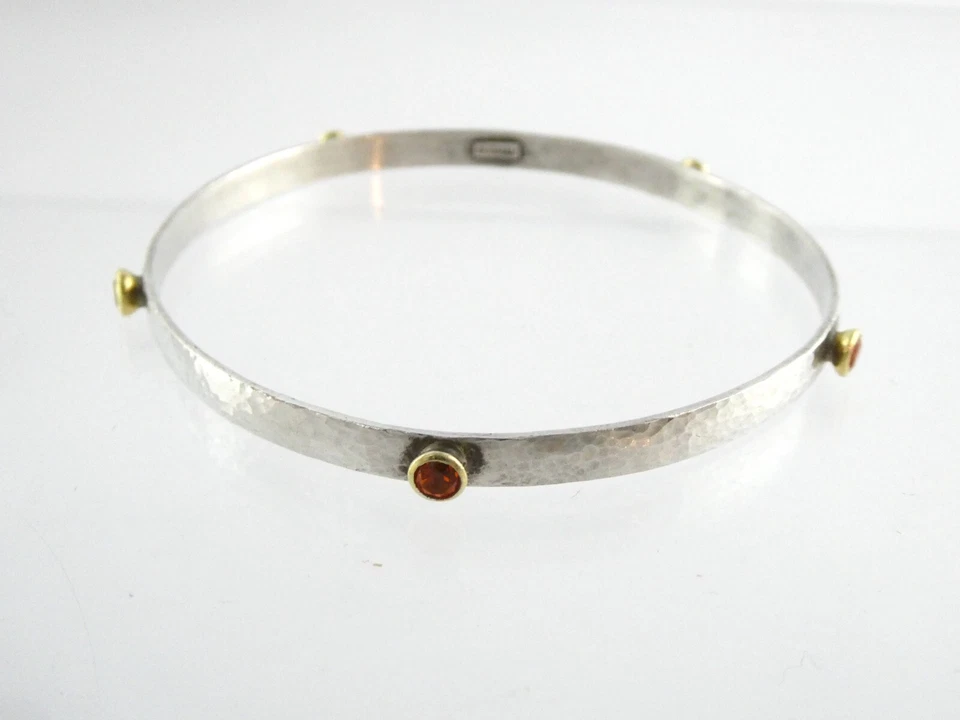 Brazalete Brazalete Gurhan Chapado en Oro Rojo Naranja Espinela 925 8.25 pulgadas Foto 4 de 4